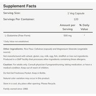 Now Foods L-Glutamine 500mg Хранителна добавка за нормална функция на червата и здравословна храносмилателна система 120 Vegcaps