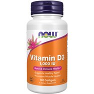 Now Foods Vitamin D3 1.000 IU 180 Softgels - Хранителна Добавка с Витамин D3 за Нормалното Функциониране на Костите, Зъбите & Имунната Система Now Foods Vitamin D3 1.000 IU 180 Softgels - Хранителна Добавка с Витамин D3 за Нормалното Функциониране на Костите, Зъбите & Имунната Система