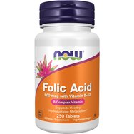 Now Foods Folic Acid 800mcg 250tabs - Хранителна добавка с фолиева киселина & витамин B12 за справяне с анемията & доброто функциониране на кръвоносните съдове Now Foods Folic Acid 800mcg 250tabs - Хранителна добавка с фолиева киселина & витамин B12 за справяне с анемията & доброто функциониране на кръвоносните съдове