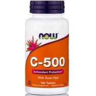 Now Foods Vitamin C-500 With Rose Hips за ефективната функция на имунната система 100tabs