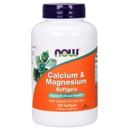 Now Foods Calcium & Magnesium,Vitamin D (+ Zinc) Хранителна добавка, балансирана комбинация от калций и магнезий 120softegels