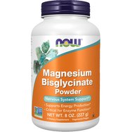 Now Foods Magnesium Bisglycinate Powder Хранителна добавка с магнезий под формата на прах, подходяща за подкрепа на нервната система, производството на енергия & нормалната функция на ензимите 227g