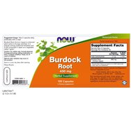 Now Foods Burdock Root 430mg Хранителна добавка, мощен детоксикатор и антибиотик, който укрепва имунитета 100 Caps