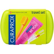 Curaprox Travel Set Green 1 брой, Комплект за орална хигиена за пътуване с калъф в зелен цвят Curaprox Travel Set Green 1 брой, Комплект за орална хигиена за пътуване с калъф в зелен цвят