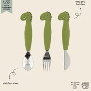 Trixie Silicone Cutlery Set 12m+, 3 бр - Mr. Dino