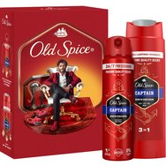 Old Spice Promo Captain Deodorant Body Spray 150ml & 3in1 Shower & Shampoo Gel 250ml - Дезодорант спрей за тяло за мъже с 48-часова защита и душ гел за мъже, шампоан в гел форма за тяло, коса и лице със свеж аромат на сандалово дърво и открития океан