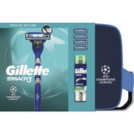 Gillette Promo Champions League Mach 3, 1 дръжка & 4 пълнителя & Series Sensitive гел за бръснене 200 мл & несесер 1 брой