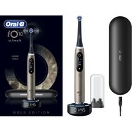 Oral-B iO 10 Ultimate Electric Toothbrush Lunar Gold 1 бр - Електрическа четка за зъби със 7 програми за почистване, насоки в реално време, разпознаване на позиция и сензор за натиск в златист цвят с калъф за пътуване и основа за съхранение на накрайника