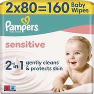Pampers Sensitive Baby Wipes Нежни бебешки кърпички, които почистват и защитават чувствителната бебешка кожа 160 броя (2x80 броя) Pampers Sensitive Baby Wipes Нежни бебешки кърпички, които почистват и защитават чувствителната бебешка кожа 160 броя (2x80 броя)
