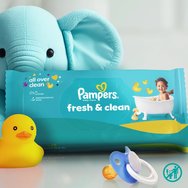 Pampers Fresh & Clean Wet Wipes Бебешки кърпички за нежно ежедневно почистване, подходящи за ръце и лице, 160 броя (2x80 броя)