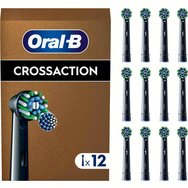 Oral-B Pro Cross Action Medium Electric Toothbrush Replacement Head Black Edition 12 бр - Резервни глави за електрическа четка за зъби за премахване на плака, защита на венците и влакна със средна твърдост в черен цвят