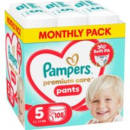 Pampers Premium Care Pants Monthly Pack No5 (11-17kg) Памперси гащи 108 части - 