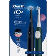 Oral-B Promo iO Series 2 Clean & Gentle Electric Toothbrush Night Black & Forest Green Електрически четки за зъби с 3 програми за почистване & сензор за натиск за нежно почистване в черен & тъмнозелен цвят 2 броя & 1 калъф за пътуване Oral-B Promo iO Series 2 Clean & Gentle Electric Toothbrush Night Black & Forest Green Електрически четки за зъби с 3 програми за почистване & сензор за натиск за нежно почистване в черен & тъмнозелен цвят 2 броя & 1 калъф за пътуване