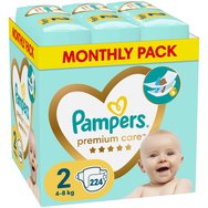 Pampers Premium Care Monthly Pack №2 (4-8kg) 224 броя - Pampers Premium Care Monthly Pack №2 (4-8kg) 224 броя -