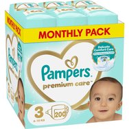 Pampers Premium Care Monthly Pack №3 (6-10kg) 200 броя - 
