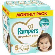 Pampers Premium Care Monthly Pack No5 (11-16kg) 148 броя (2x74 броя) - 