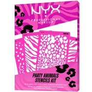 Nyx Professional Makeup Party Animals Stencils Kit Многократни Шаблони с Animal Print за Очи, Лице & Тяло 4 Броя