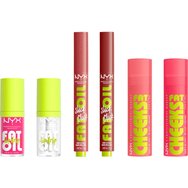 Nyx Professional Makeup Promo Fat Holiday Pack 6 броя, Коледен комплект грим за устни и руж Nyx Professional Makeup Promo Fat Holiday Pack 6 броя, Коледен комплект грим за устни и руж