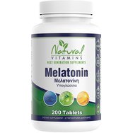 Natural Vitamins Melatonin 200 Sublingual Tablets - Хранителна добавка с мелатонин за незабавен сън под формата на сублингвални таблетки