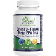 Natural Vitamins Omega 3 - Fish Oil Mega EPA DHA 60 Softgels