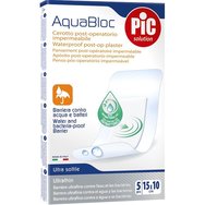 Pic Solution Aquabloc Waterproof Post-op Plaster 5 бр - 15cm x 10cm - Водоустойчива самозалепваща постоперативна подложка със специална антибактериална подложка