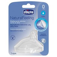 Chicco Natural Feeling 0m+ Slow Flow Teat 1 бр - Силиконови биберони с бавен поток от 0м+
