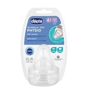 Chicco Physio Teat Anti-Colic Силиконово зърно с висок поток 4м +, 2 броя Chicco Physio Teat Anti-Colic Силиконово зърно с висок поток 4м +, 2 броя
