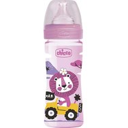 Chicco Well-Being Anti-Colic System 2m+, 250ml - розово - Пластмасова бутилка със система против колики и силиконов биберон със среден поток Chicco Well-Being Anti-Colic System 2m+, 250ml - розово - Пластмасова бутилка със система против колики и силиконов биберон със среден поток