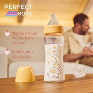 Chicco Perfect Easy Anti-Colic Baby Glass Bottle 0m+ Стъклено бебешко шише със силиконов биберон с бавен поток против колики за бебета от раждането 240ml Chicco Perfect Easy Anti-Colic Baby Glass Bottle 0m+ Стъклено бебешко шише със силиконов биберон с бавен поток против колики за бебета от раждането 240ml