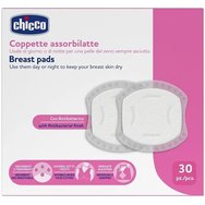 Chicco Breast Pads with Antibacterial Fabric 30 бр - Антибактериални подложки за гърди за лечение на изтичане между храненията