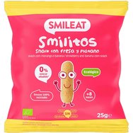Smileat Organic Smilitos Strawberry & Banana Corn Snack 8m+ Био бебешки царевичен снакс с вкус на ягода & банан без глутен от 8-ия месец 25g