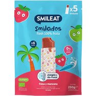 Smileat Organic Smilado Strawberry & Apple 6m+ Бебешки плодови ледени десерти от 100% био плодово пюре, ягода и ябълка, без глутен от 6-ия месец 250g (5 x 50g)