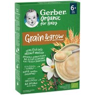 Gerber Organic Grain & Grow Infant Cereals with Wheat Oat & Vanilla Flavor 6m+, 200g - Био бебешка каша с вкус на пшеница, овес и ванилия от 6 месеца Gerber Organic Grain & Grow Infant Cereals with Wheat Oat & Vanilla Flavor 6m+, 200g - Био бебешка каша с вкус на пшеница, овес и ванилия от 6 месеца