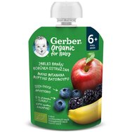 Gerber Organic Food Apple, Banana, Blueberry & Blackberry 6m+, 90g - Органично пюре от ябълки, банани, боровинки и малини след 6 месеца Gerber Organic Food Apple, Banana, Blueberry & Blackberry 6m+, 90g - Органично пюре от ябълки, банани, боровинки и малини след 6 месеца