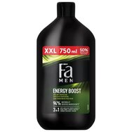 Fa Men Sport Energy Boost 3 in 1 Shower Gel for Body, Hair & Face 750ml - Мъжки освежаващ душ гел с аромат на гуарана и женшен за тяло, коса и лице Fa Men Sport Energy Boost 3 in 1 Shower Gel for Body, Hair & Face 750ml - Мъжки освежаващ душ гел с аромат на гуарана и женшен за тяло, коса и лице