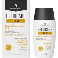 Heliocare 360 Mineral Tolerance Fluid Spf50 Sensitive & Intolerant Skin Sunscreen Αντηλιακό Προσώπου Πολύ Υψηλής Προστασίας για Ευαίσθητο, Δυσανεκτικό Δέρμα με Βιταμίνη Ε & Β5 50ml