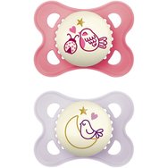 Mam Original Night Silicone Soother 2-6m 2 броя, код 110SGc - розово / лилаво