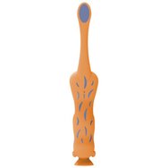 Dr Brown\'s Toddler 1-4 Years Toothbrush Детска четка за зъби с меки влакна за чувствителни венци & основа с вендуза за съхранение 1 брой - Оранжева видра