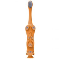 Dr Brown\'s Toddler 1-4 Years Toothbrush Детска четка за зъби с меки влакна за чувствителни венци & основа с вендуза за съхранение 1 брой - Оранжева видра