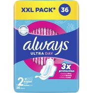 Always Ultra Day Super Size 2, 36 Броя - Сървиети с Крила за Защита, Която Трайна Always Ultra Day Super Size 2, 36 Броя - Сървиети с Крила за Защита, Която Трайна