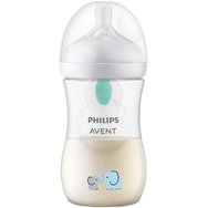 Philips Avent Natural Response Air Free Vent Bottle 3-6m 260ml, Код SCY673/81 - Полипропиленово шише с поток, подобен на гърдата, силиконов биберон с клапан, проектиран за намаляване на коликите с дизайн на слон