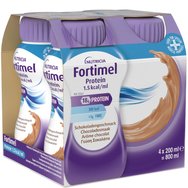 Nutricia Fortimel Protein 1,5 kcal/ml Chocolate 4x200ml - Питейна хранителна формула, богата на протеини, минерали и микроелементи, за справяне с проблеми на недохранване и свързана със заболяване малнутриция, с вкус на шоколад