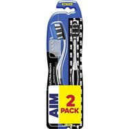AIM Promo Ultra Reach Metal Core Medium Toothbrush 2 бр - Черно / Бяло - Четка за зъби с компактна глава и дълга шийка за труднодостъпни места AIM Promo Ultra Reach Metal Core Medium Toothbrush 2 бр - Черно / Бяло - Четка за зъби с компактна глава и дълга шийка за труднодостъпни места