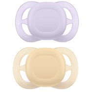 Philips Avent Ultra Start Silicone Orthodontic Soother 0-2m, 2 части - лилаво / жълто