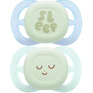 Philips Avent Ultra Start Nighttime Silicone Orthodontic Soother 0-2m, 2 части - зелено / синьо