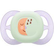 Philips Avent Ultra Start Nighttime Silicone Orthodontic Soother 0-2m, 2 части - лилаво / жълто