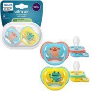 Philips Avent Ultra Colors of Nature Silicone Soother Ultra Soft 18m+ Код SCF349/58, 2 бр - Сини / Жълти дизайни