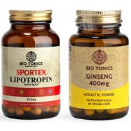 Bio Tonics PROMO PACK Lipotropin 415mg 60 caps & Ginseng 400mg 40veg.caps - Хранителна добавка за отслабване и хранителна добавка за стимулиране на тялото Bio Tonics PROMO PACK Lipotropin 415mg 60 caps & Ginseng 400mg 40veg.caps - Хранителна добавка за отслабване и хранителна добавка за стимулиране на тялото