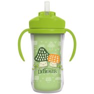 Dr Brown\'s Insulated Straw Cup 12m+ Код TC01203 Термо чаша с меко сламче & дръжки 1 брой - Зелено