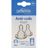 Dr. Brown\'s Natural Flow Options+ Level 2 Silicone Teat 3m+, 2 бр, Код 322ELX